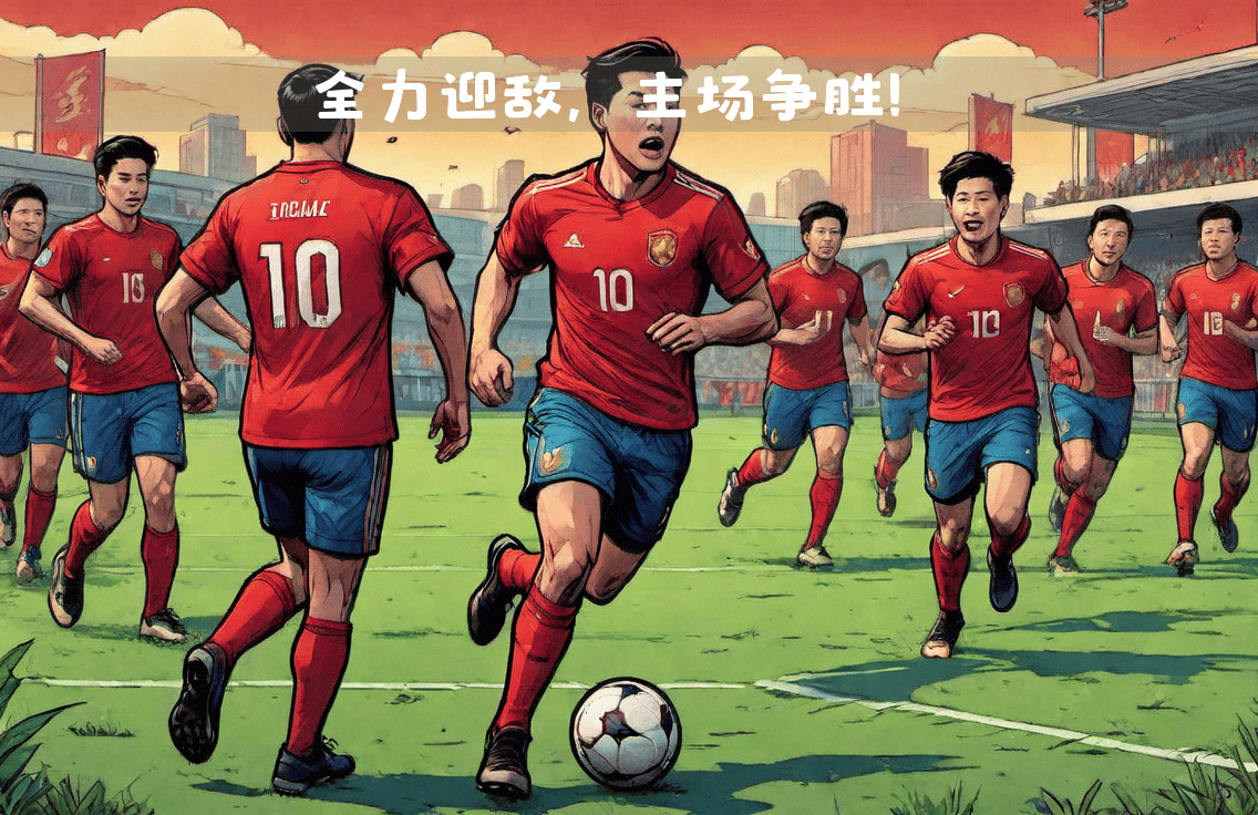 足球比赛中球队备战充分，全力以赴拼搏